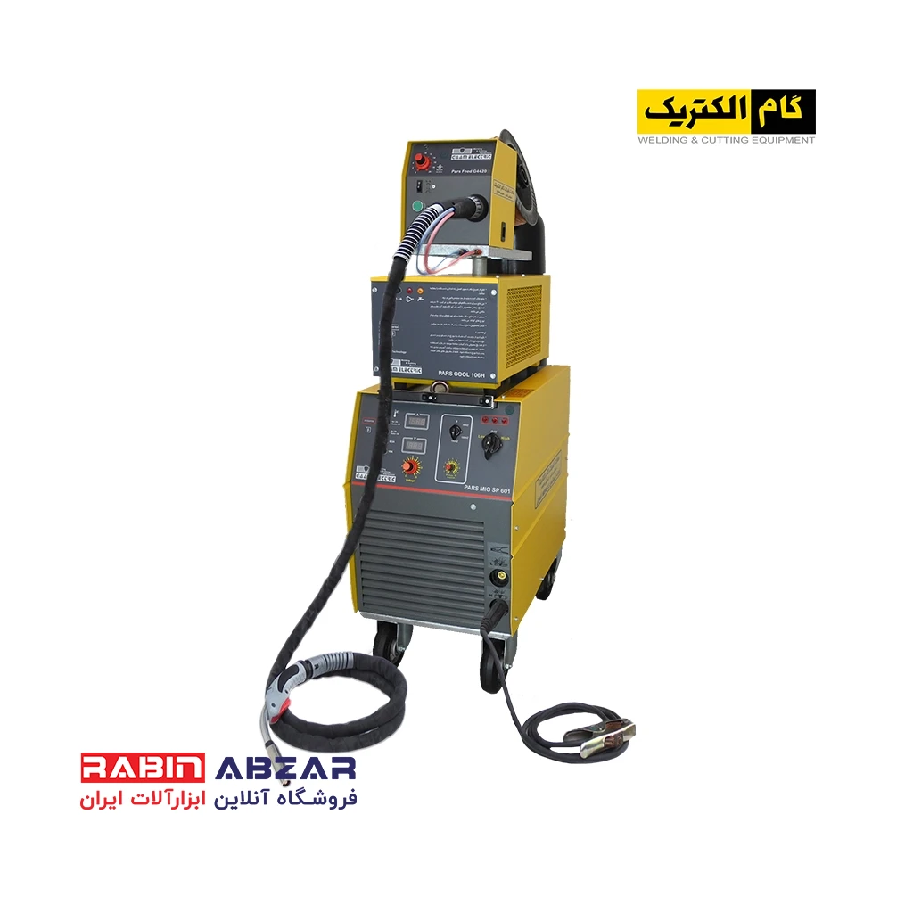 دستگاه جوش میگ CO2 گام مدل PARS MIG SP 601 SHIPYARD + EARTH CLAMP + PARS FEED SHIP YARD + لیفه 50 متری